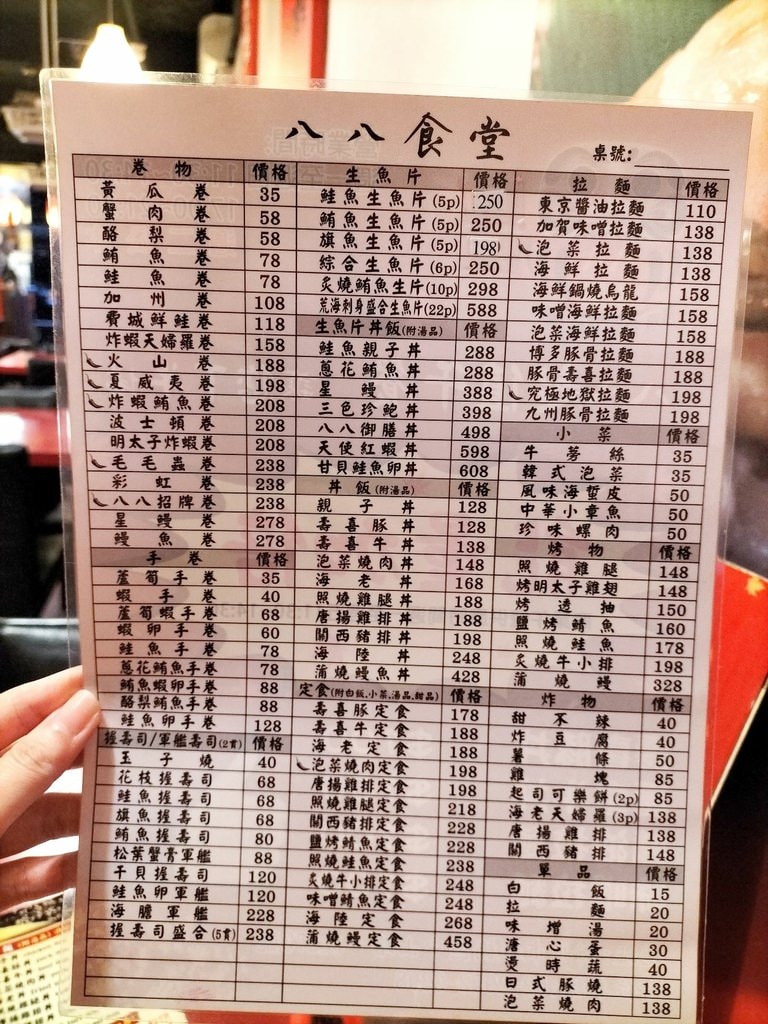 板橋美食八八食堂菜單