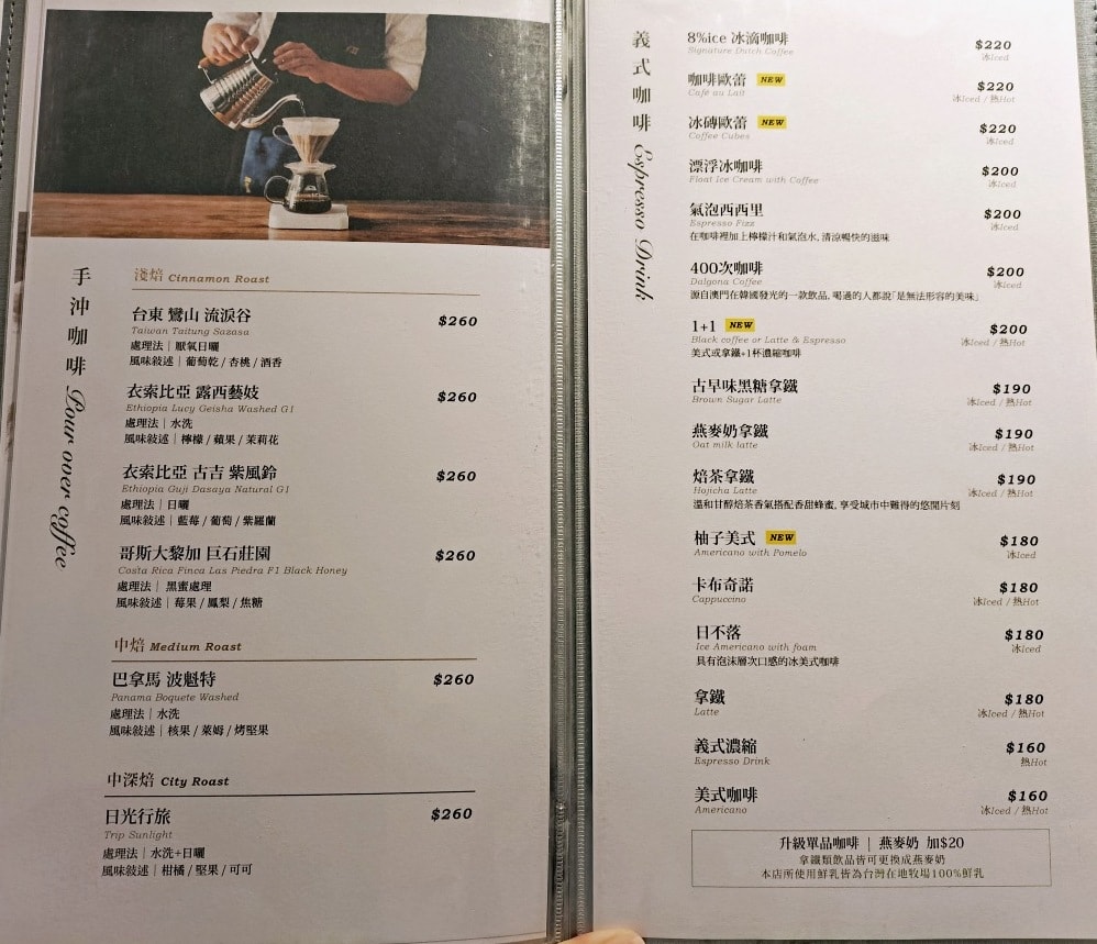 永康街咖啡廳推薦|8%ice CAFÉ 永康公園店——音樂咖啡美食,餐點高水準且豐富,不只是咖啡廳 - 第17張圖 8%ice CAFÉ 永康公園店菜單