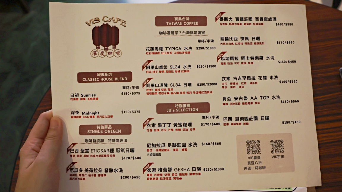 Vis cafe 圓山店菜單