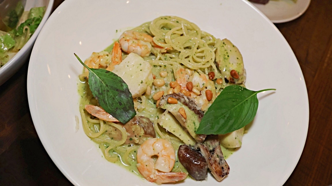 裕隆城義大利麵|BELLINI Pasta Pasta 新店裕隆城店——品質穩定新店義大利麵 - 第17張圖 BELLINI 蘿勒鮮蝦野菇奶油起司