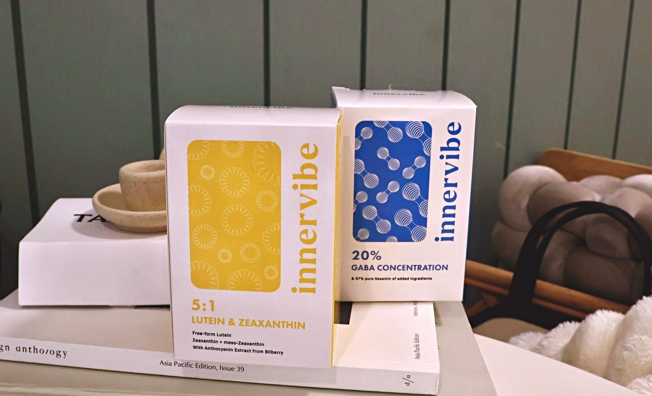 素食保健食品推薦｜innervibe 裡好遠見全護游離型金盞花葉黃素膠囊／麩胺酸發酵物GABA芝麻素舒眠膠囊評價